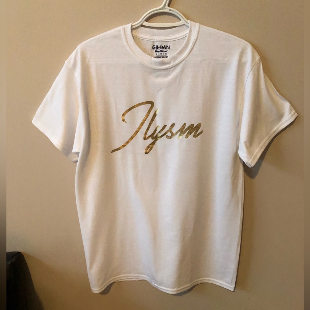 White ILYSM T Shirt! Size: Medium.